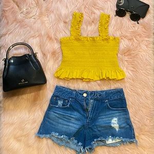 Forever 21 plain yellow crop top